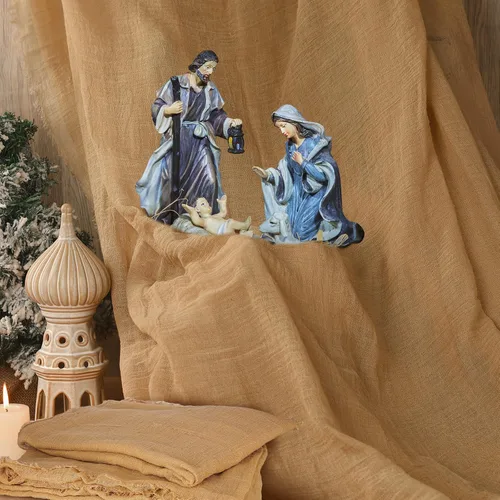 Patelai 2 piezas Camino de Mesa Navideño de Natividad 47 x 70 pulgadas Camino de Mesa Rústico de Arpillera Accesorios de Escena de Natividad para