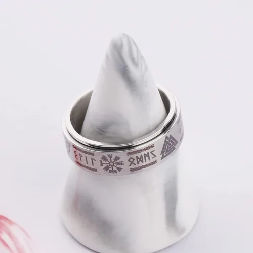 Miniatura 5 de Anillo vikingo de runa anti ansiedad anillos de texto nórdico joyería vikinga banda de promesa de boda para hombres y mujeres
