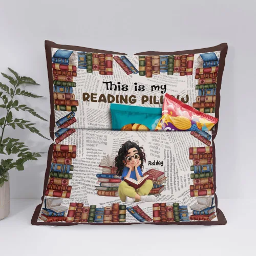 Miniatura 9 de ENCYCOM Almohada de bolsillo personalizada para lectura de libros, almohadas personalizadas con nombre, regalo para niñas ratones de biblioteca