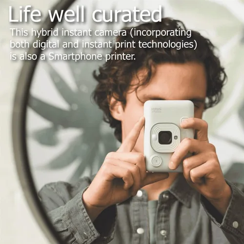 Miniatura 4 de Paquete de cámara instantánea Fujifilm INSTAX Mini LiPlay híbrida con 20 hojas de película INSTAX Mini, tarjeta microSD de 32GB, cable de carga USB
