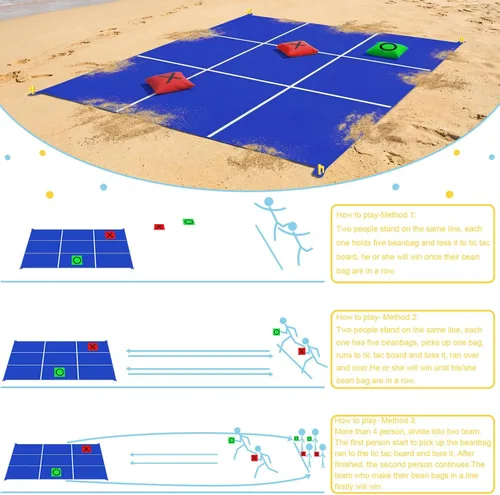 Miniatura 5 de Giant Tic Tac Toe Bean Bag Toss Outdoor Games Double-Sided Large Tic Tac Toe Game Outside Game Lawn Yard Backyard Field Day Carnival
