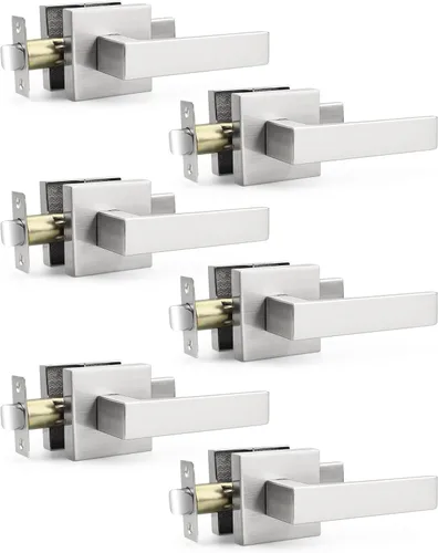 Miniatura 27 de Probrico - Juego de 5 manijas de puerta de paso resistentes para armarios y pasillos, juego de manijas de puerta sin llave de diseño cuadrado Oil