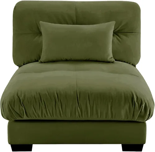 Miniatura 23 de Reposapiés Otomano Tapizado de Terciopelo con Cojín para Sofá Seccional Sofá 300 libras para Sala de Estar (Beige)