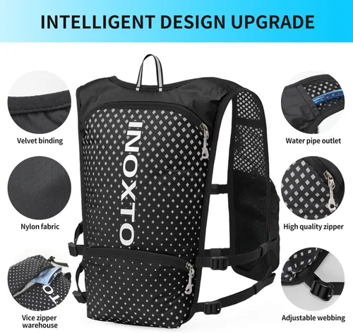 Miniatura 3 de INOXTO Running Hydration Vest Backpack,Lightweight Insulated Pack with 1.5L Water Bladder Bag Daypack for Trail Hiking Running Cycling Race Marathon