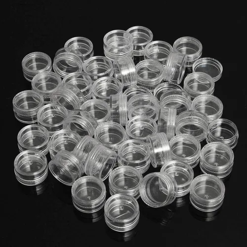 25 unidades / 50 piezas/100 tarros de crema transparentes vacíos – 0.18 oz recipientes transparentes para cosméticos con tapa para viajes, arte de