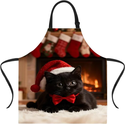 Miniatura 20 de ANNA QUEEN Delantal de Feliz Navidad para mujeres y hombres con bolsillos, delantal de muñeco de nieve, delantal de cocina ajustable para cocinero