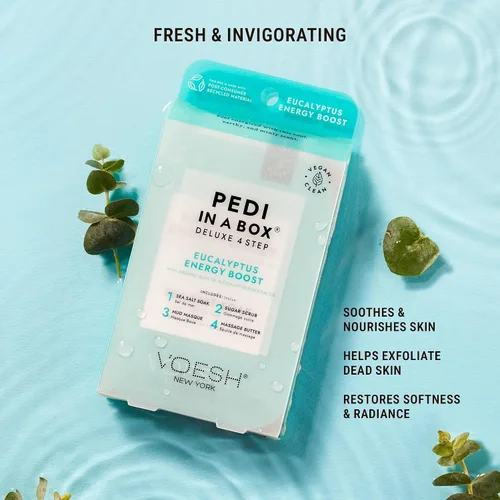 Miniatura 3 de VOESH Pedi in a Box - Potenciador de energía de eucalipto de 4 pasos, paquete de 3, juego de pedicura, pedicura en casa, pedicura de spa, remojo