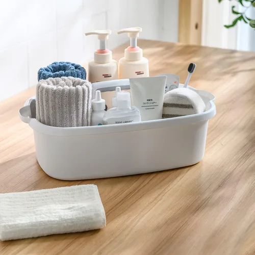Miniatura 12 de Carrito de almacenamiento de limpieza de plástico ALINK con asa, gran organizador de cesta de ducha para dormitorio, baño, herramienta, jardín