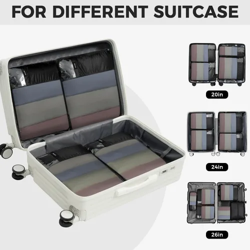 Miniatura 102 de BAGAIL 4 Set/6 Set Ultraligero Compresión Embalaje Cubos Organizador de Embalaje para Accesorios de Viaje Equipaje Maleta Mochila
