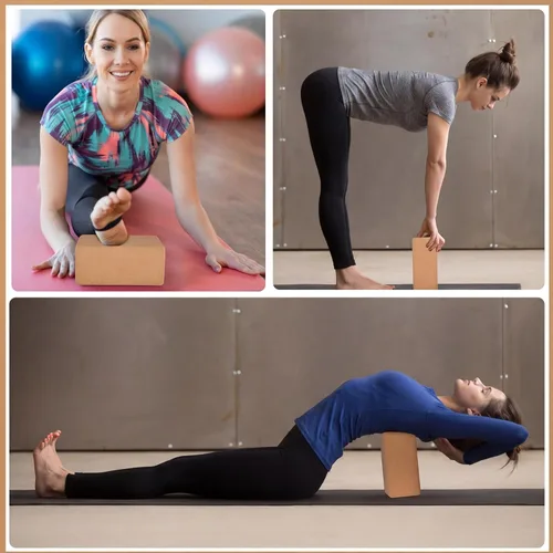 Miniatura 2 de Leitee Bloques de corcho para yoga de 9 x 6 x 4 pulgadas, ladrillo de corcho para yoga, equipo de apoyo antideslizante, ladrillos de alta densidad