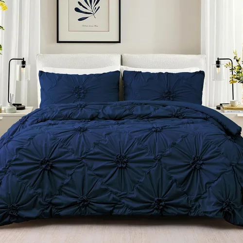 Uspring - Juego de edredón tamaño Queen elegante con flores, con 2 fundas de almohada, edredón ligero y suave totalmente acolchado, ropa de cama