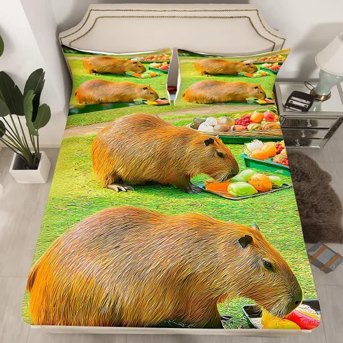 Capybara - Juego de sábanas bajeras de tamaño individual para niños, amantes de los animales, para niños, adolescentes, regalos para amantes de