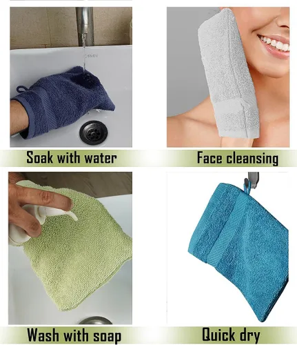 Miniatura 4 de ZUPERIA Manoplas de baño de alta calidad, paquete de 12 (6 x 9 pulgadas), 100% algodón, estilo europeo, con lazo, paños de baño súper suaves