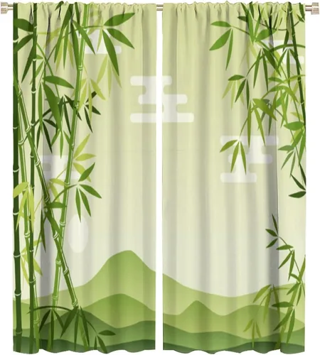 Miniatura 10 de Cortinas de bambú 3D impresas para exteriores, cortinas de bambú natural japonés zen, sala de estar, cocina, bolsillo para barra, cortinas