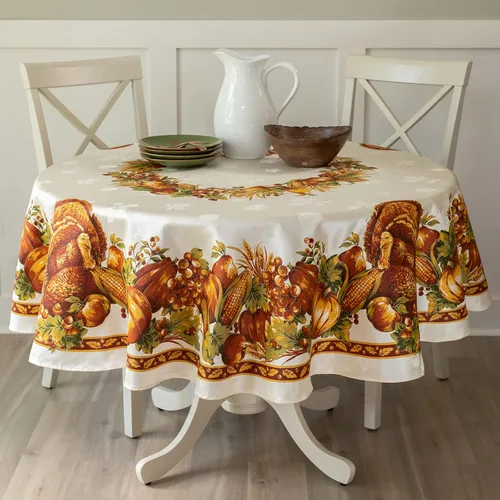 Miniatura 12 de Benson Mills mantel con diseño de moños navideños, 55% algodón, 45% poliéster
