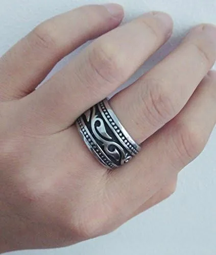 Miniatura 5 de Anillos de acero inoxidable para hombre vintage Biker banda celta ancha tamaño 7-15