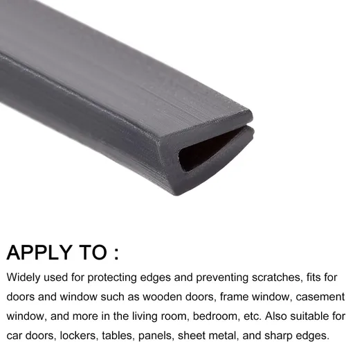 Miniatura 6 de METALLIXITY Moldes de borde (3.28 pies), 1 unidad, canal U de silicona para tira de sellado de borde de 0.004-0.059 in, para ventanas de puertas