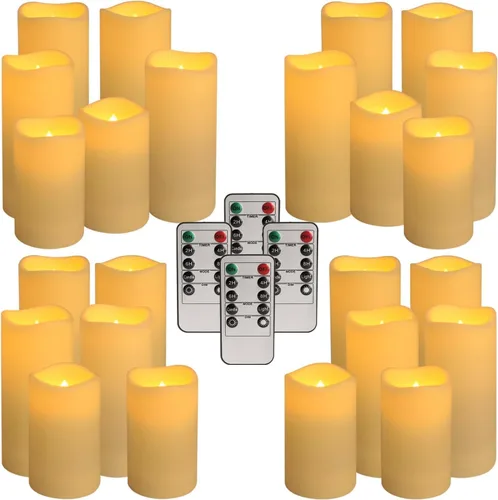 Miniatura 7 de YOROXRG Set de 24 velas sin llama impermeables para exteriores, velas LED con 4 controles remotos y temporizador