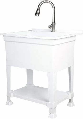 Miniatura 12 de UTILITYSINKS Fregadero Utilitario Independiente con Dren de Conexión Rápida, 24 x 24 Pulgadas, Negro - Fregadero Portátil y Compacto con Grifo