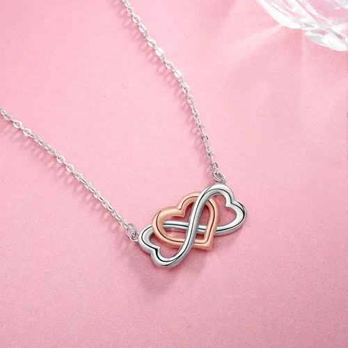 Miniatura 5 de Bolelis Collar con colgante de corazón de infinito de plata de ley con colgante de corazón para mujeres y novias regalo de aniversario y cumpleaños