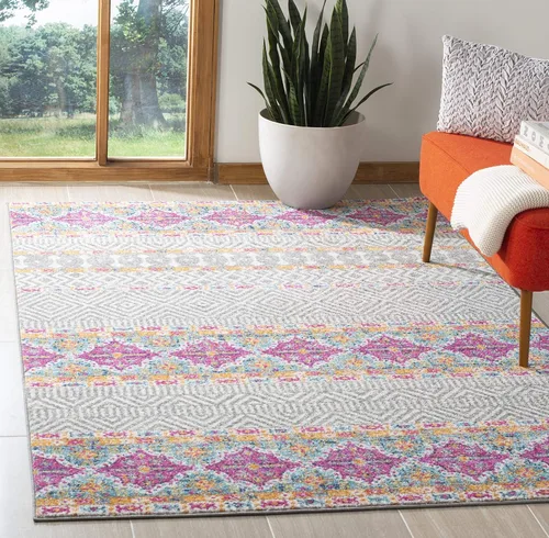 Miniatura 33 de SAFAVIEH Madison Collection - Alfombra decorativa de 2 pies 3 pulgadas x 4 pies, color carbón y gris, diseño bohemio chic, no desprende pelusa