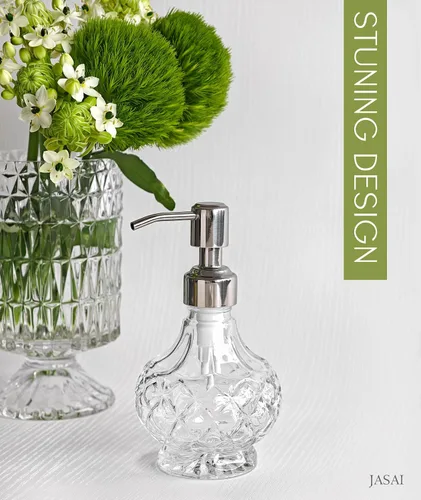 Miniatura 6 de JASAI Dispensador de jabón pequeño de vidrio transparente, dispensador de jabón de baño con bomba Strudy para cocina pequeña y baño, jabón de cocina