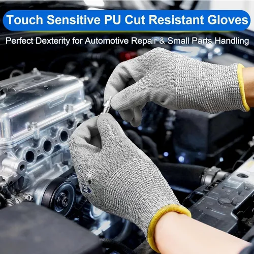 Miniatura 7 de Dowellife Guantes de trabajo resistentes a los cortes de nivel 5 para hombres y mujeres, guantes de jardinería transpirables recubiertos de PU