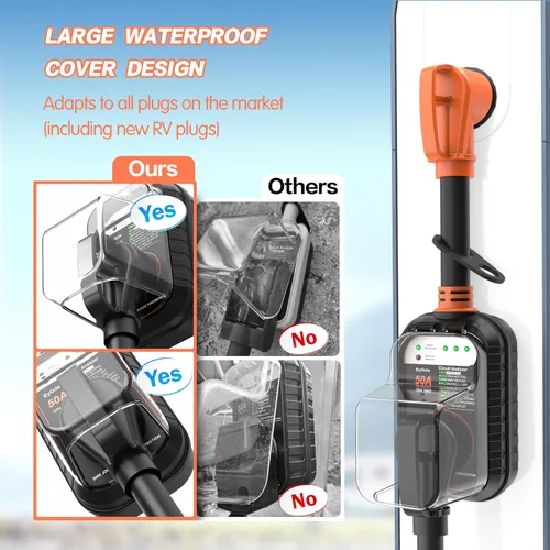 Miniatura 5 de EyGde Protector de sobretensiones para RV de 50 amperios, analizador de circuito RV con cubierta impermeable, protector de voltaje de potencia