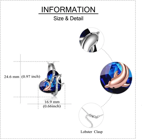 Miniatura 5 de ONEFINITY Collares de delfín de plata de ley 925 con dije de delfín de cristal, joyería del océano, regalos para el día de la madre para mujeres