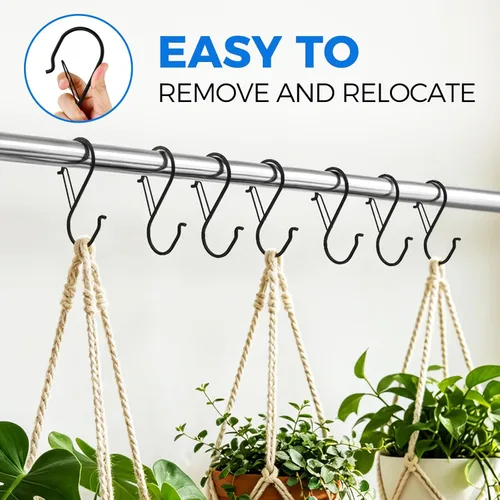 Miniatura 6 de Ganchos grandes en S resistentes, ganchos grandes en S de 4.96 pulgadas, juego para plantas colgantes, manijas de gabinete de cocina, ganchos