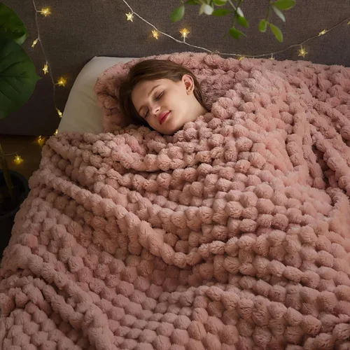 Miniatura 45 de NEWCOSPLAY Manta de Tiro Súper Suave Aqua Franela Sedosa Premium Forro Polar Jacquard Acanalado 3D Ligero Manta de Cama Uso en Todas las Estaciones