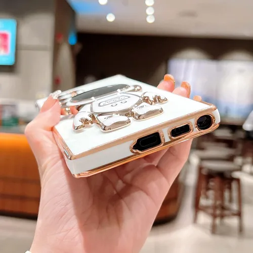 Miniatura 6 de phylla Funda de teléfono para Samsung Galaxy S22 Ultra de 6.8 pulgadas, cubierta de lujo con soporte de astronauta con bonito corazón de amor, Blanco