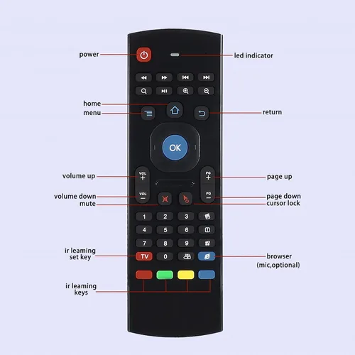 Miniatura 5 de Control remoto MX3 Air Mouse, 2.4G multifuncional mini teclado inalámbrico Air Mouse remoto para Android Smart TV Box, 3-Gyro y 3-Gsensor, proyector
