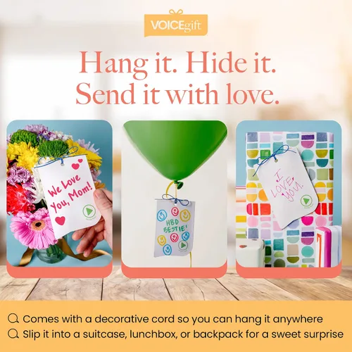 Miniatura 7 de VoiceGift Etiqueta: 1 paquete de etiqueta de felicitación de audio con grabadora de voz, tarjeta de regalo grabable con múltiples mensajes