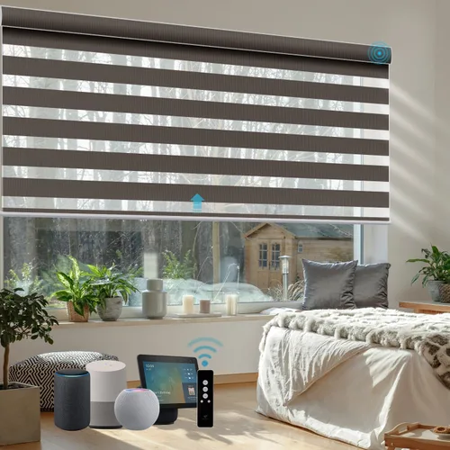 Miniatura 15 de SmartWings Persianas motorizadas de cebra con cenefa funcionan con Homekit Thread Alexa Z-Wave Smart de doble capa con control remoto, persiana