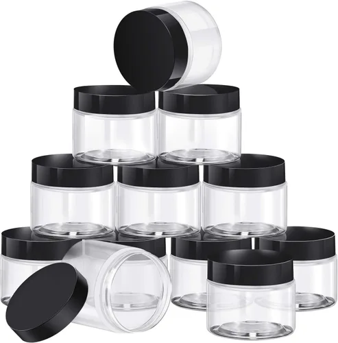 Miniatura 31 de SATINIOR Paquete de 12 frascos de plástico con tapas, frascos redondos para cosméticos de viaje, para artículos de tocador, loción, crema