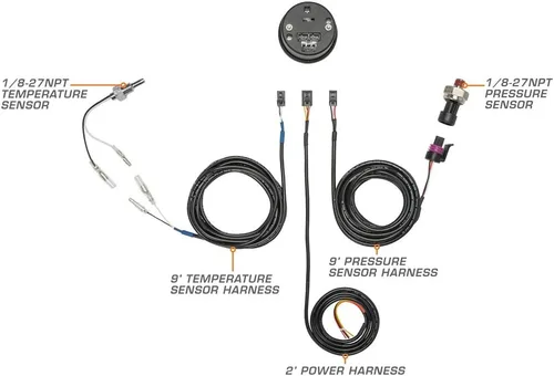 Miniatura 2 de GlowShift Kit de manómetro digital de doble Celsius de 10 colores y temperatura de barra - para aumento, PSI de aceite, agua y temperatura trans.
