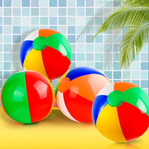 Miniatura 2 de Coopay Pelotas de playa inflables grandes de 16 pulgadas con diseño de arco iris clásico, bola de piscina, decoración de fiesta de playa