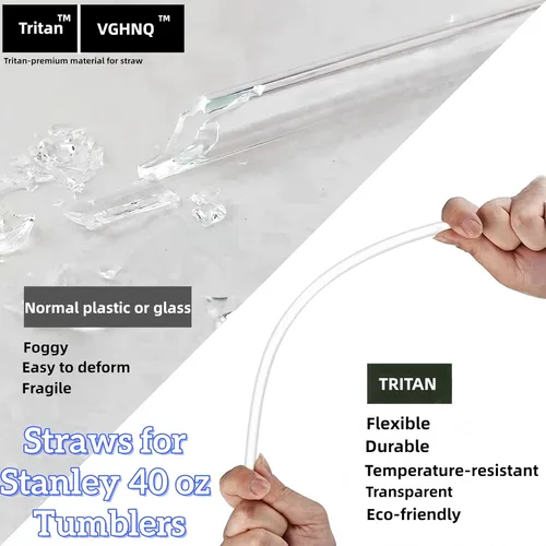 Miniatura 4 de Paquete de 6 popotes de repuesto Tritan para vaso Stanley de 40 onzas, 12 pulgadas de largo, sin BPA, reutilizables, con cepillo de limpieza, aptos