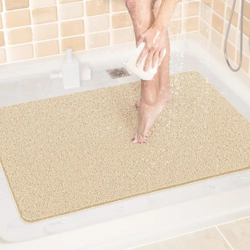 Miniatura 12 de LuxStep - Tapete de ducha, de 24 x 36 pulgadas, tapete de baño antideslizante con drenaje, tapete de baño de cloruro de polivinilo, de secado Gris