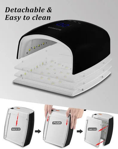 Miniatura 5 de Lámpara de uñas LED UV, secador de esmalte de gel inalámbrico para manicura de gel profesional - negro