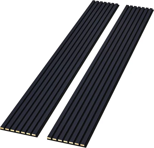 Miniatura 13 de Paquete de 2 paneles acústicos de pared de madera de 94 x 12.6 pulgadas, listones 3D insonorizados para paredes y techos, elegantes paneles Nogal
