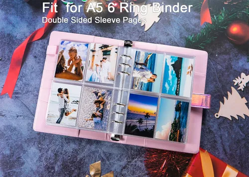 Miniatura 3 de Paquete de 30, 240 bolsillos, fundas para tarjetas fotográficas de 2.5 x 3.5 pulgadas para carpeta A5 de 6 anillas, fundas ultra transparentes