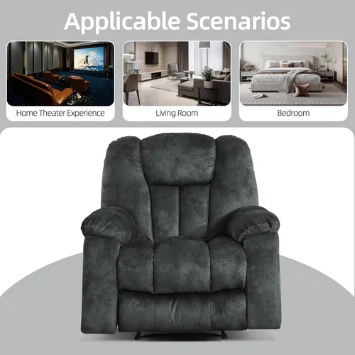 Miniatura 8 de EBELLO Silla reclinable manual con masaje y calor, sillón reclinable de tela suave para adultos con portavasos ocultos, bolsillo lateral, sofá
