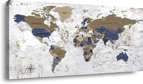 Miniatura 14 de ZEYDRT Lienzo decorativo para pared, mapa de pared, para oficina, sala de estar, decoración del hogar, mapa mundial, lienzo, decoración de pared