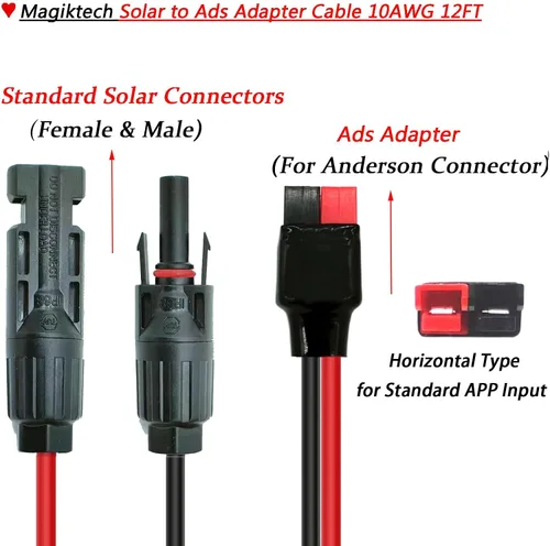 Miniatura 2 de Kits de paneles solares Cable de carga compatible con adaptador Anderson y conectores solares para centrales eléctricas portátiles, generadores