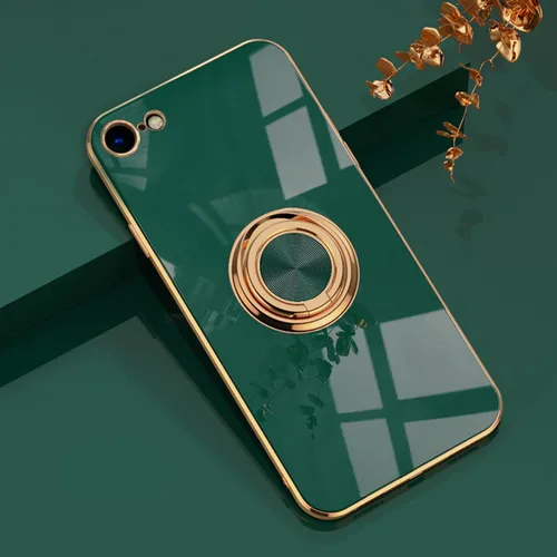 Miniatura 12 de aowner Funda para iPhone SE 3/SE 2/iPhone 8/7, chapado en oro rosa, borde dorado rosa con soporte de rotación de 360 grados para mujeres y niñas