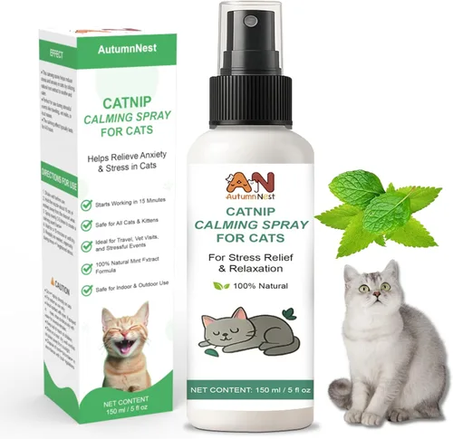 Spray calmante para gatos con menta natural – 5.1 fl oz relajante para mascotas para gatos y gatitos – Ayuda a reducir el estrés, la ansiedad y el