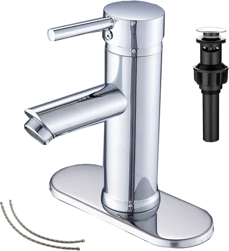 Miniatura 11 de Grifo de lavabo de baño negro con una sola manija 1 agujero a juego con desagüe emergente baño Vantity grifo lavabo negro mate