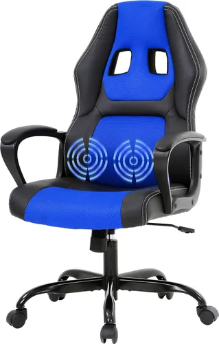 HHS Silla reclinable de oficina para adultos, respaldo alto, de cuero, escritorio, juegos, carreras, ejecutiva, ergonómica, ajustable, giratoria,